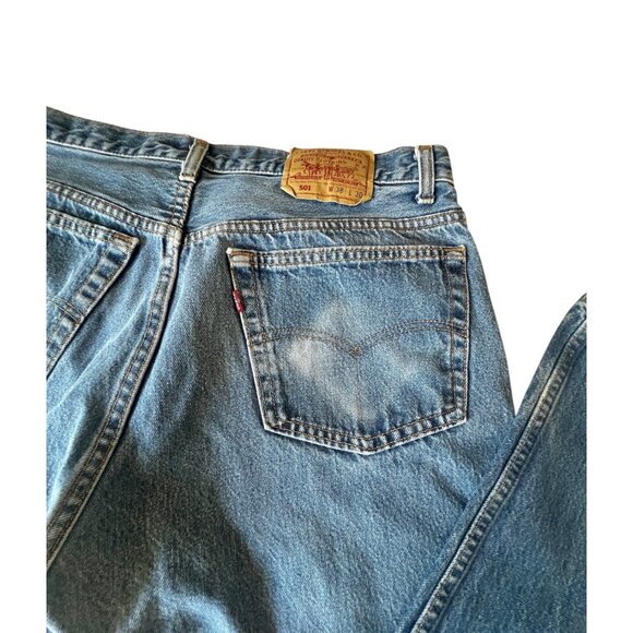 Levis 501 Mens Original Fit Blue Denim Jeans W38 L30 READ - Picture 8 of 11